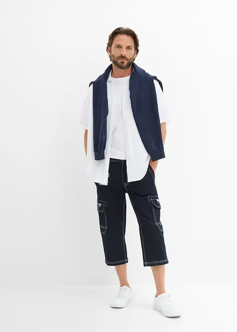 Jean cargo 3/4 regular &agrave; taille &eacute;lastiqu&eacute;e, bonprix