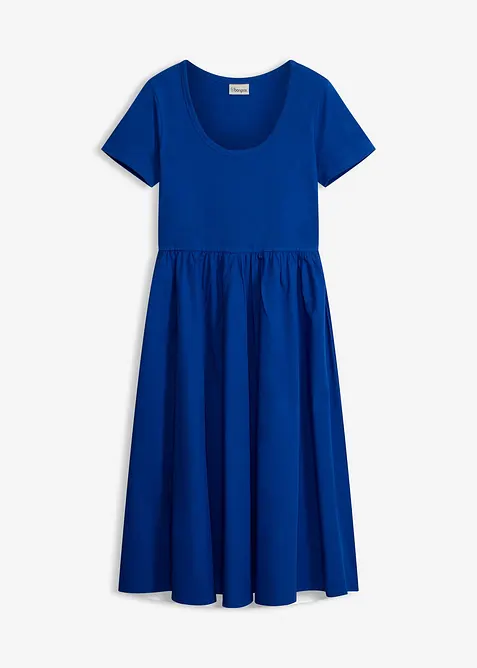 Jerseykleid mit Kurzarm und Taschen im Materialmix, bonprix