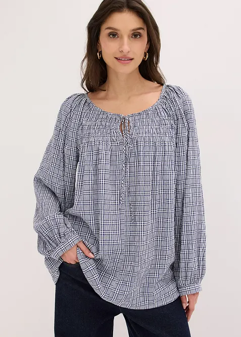 Karierte Bluse aus Seersucker, bonprix