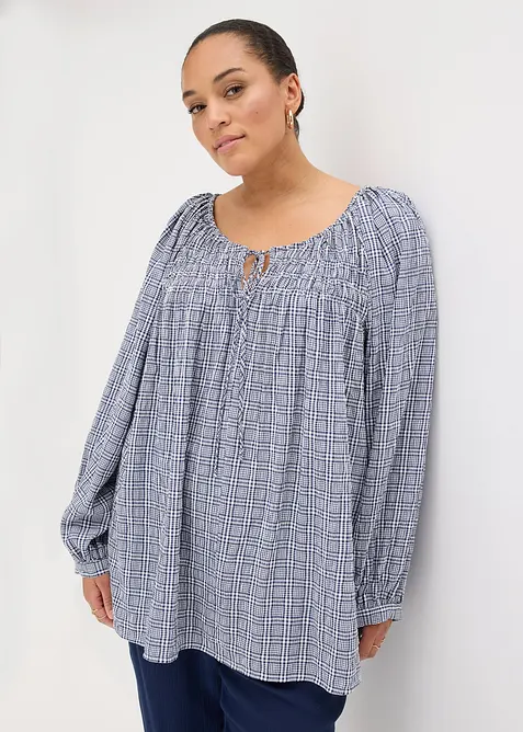 Blouse &agrave; carreaux en seersucker, bonprix