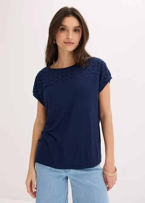 T-shirt doux &agrave; empi&egrave;cement en dentelle, bonprix
