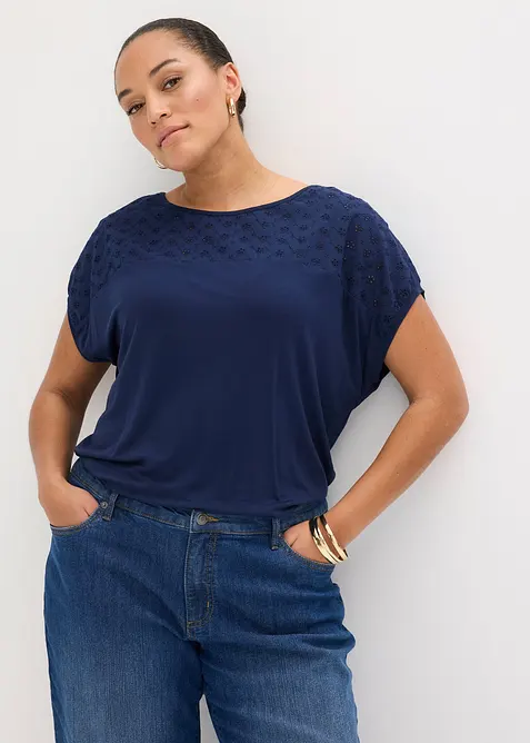 T-shirt doux &agrave; empi&egrave;cement en dentelle, bonprix