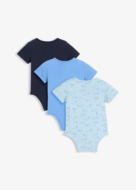 Lot de 3&nbsp;bodys manches courtes 100% coton, bonprix
