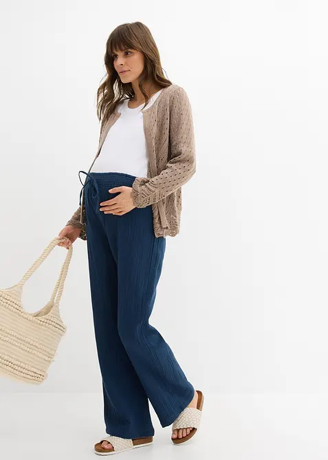 Pantalon de grossesse confortable &agrave; taille smock&eacute;e, gaze 100% coton, bonprix