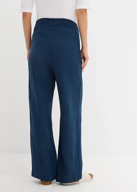 Pantalon de grossesse confortable &agrave; taille smock&eacute;e, gaze 100% coton, bonprix