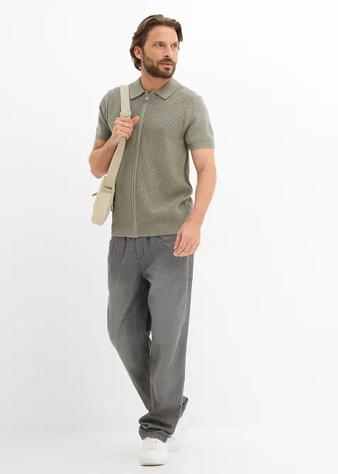 Polo zipp&eacute; en maille 100% coton, bonprix