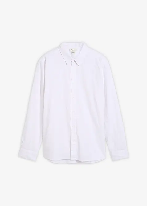 Chemise manches longues en lin m&eacute;lang&eacute; rafra&icirc;chissant, coupe moderne, bonprix