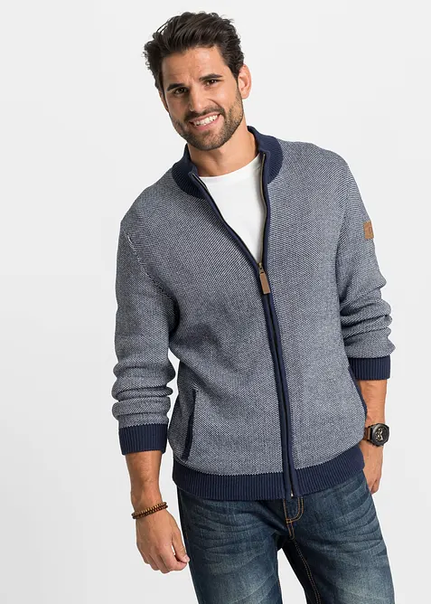Gilet en maille 100% coton &agrave; col montant, bonprix