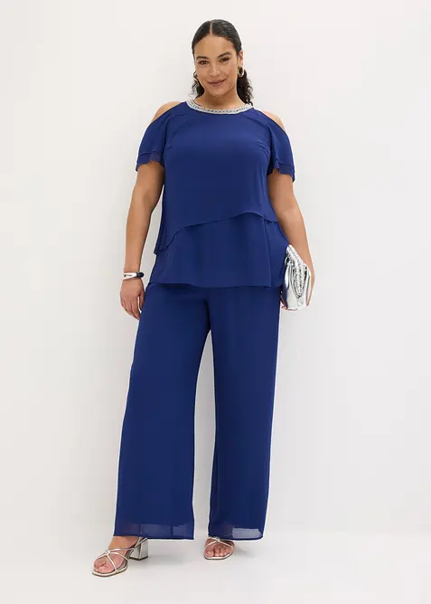 Blouse en mousseline avec application strass, bonprix