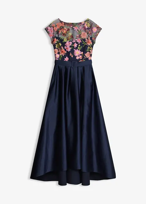 Maxikleid aus gl&auml;nzendem Satin mit Spitze, bonprix