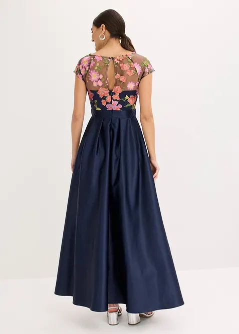 Maxikleid aus gl&auml;nzendem Satin mit Spitze, bonprix