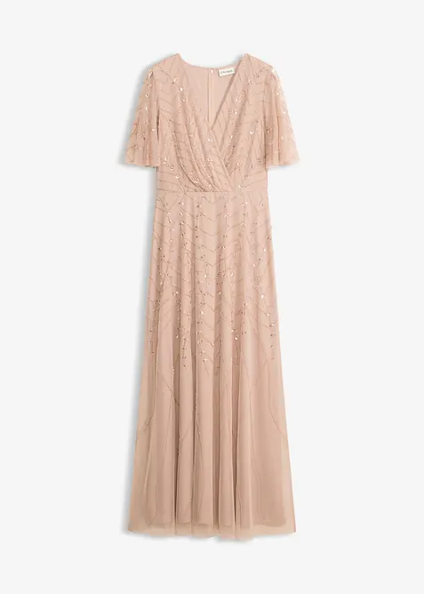 Robe de soir&eacute;e en tulle d&eacute;licat &agrave; sequins brod&eacute;s, bonprix