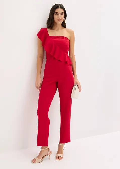 One-Shoulder Overall aus strukturiertem Crep&eacute;, bonprix