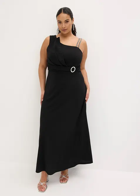 Robe de soir&eacute;e en cr&ecirc;pe textur&eacute; avec drap&eacute;, bonprix