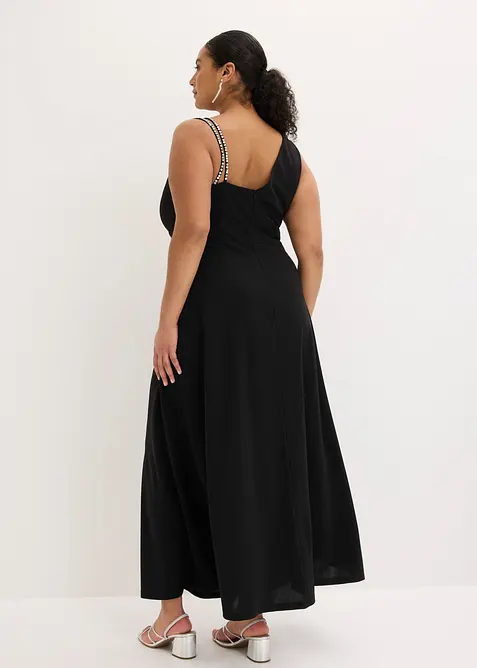 Robe de soir&eacute;e en cr&ecirc;pe textur&eacute; avec drap&eacute;, bonprix