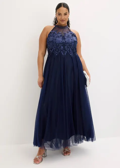 Robe de soir&eacute;e en tulle d&eacute;licat avec dentelle, bonprix