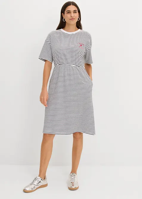 Gestreiftes T-Shirt mit Stickerei, bonprix