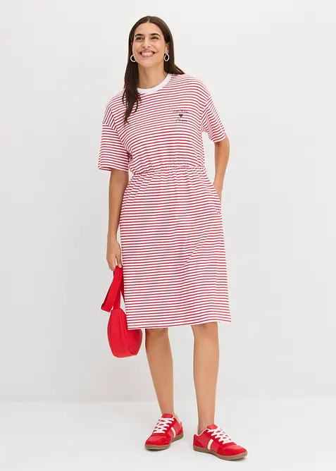 Gestreiftes T-Shirt mit Stickerei, bonprix