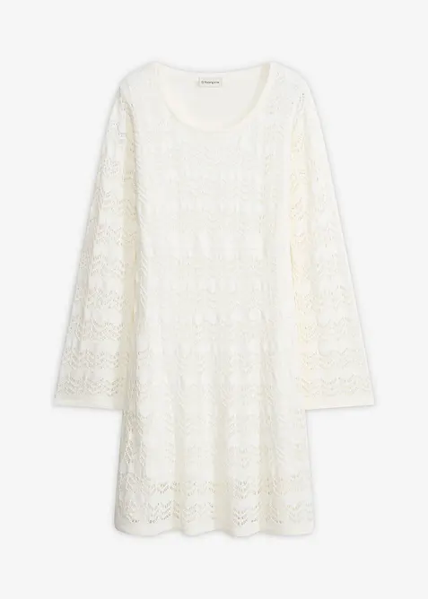 Robe en crochet &agrave; manches trompette, bonprix