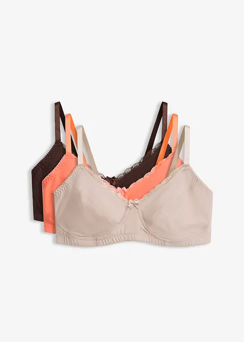 BH ohne B&uuml;gel mit Baumwolle (3er Pack), bonprix