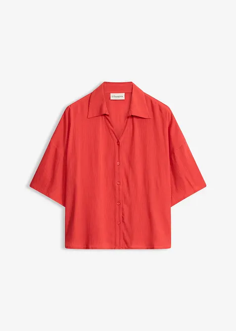 Kurze Strandbluse aus flie&szlig;ender Viskose, bonprix