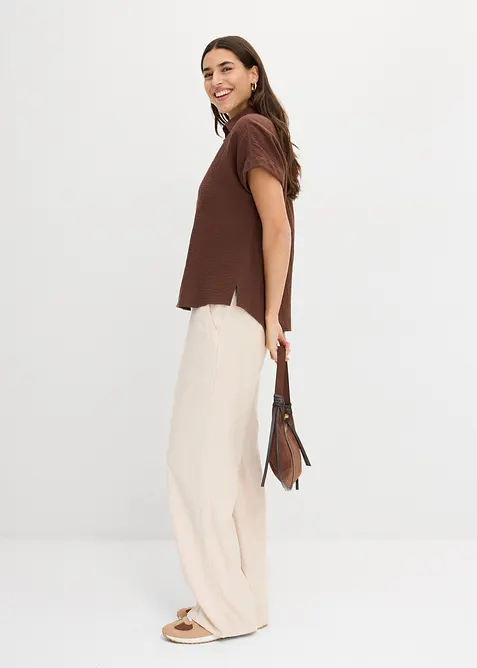 Kurzarmbluse aus luftigem Musselin, bonprix