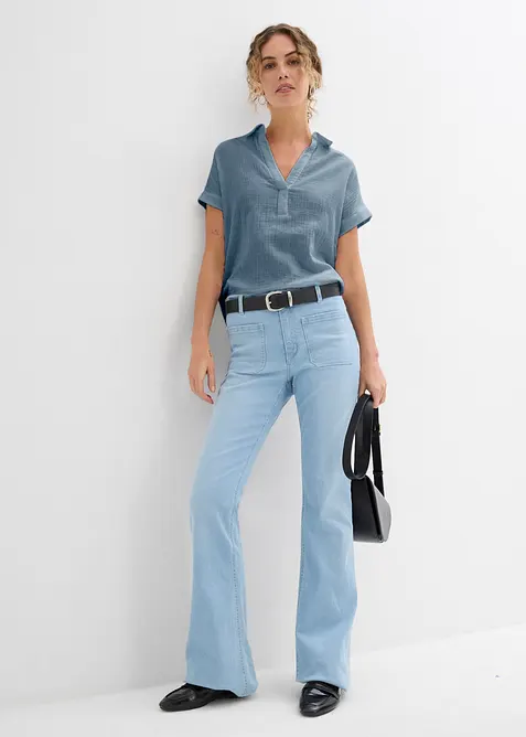 Blouse manches courtes en gaze de coton l&eacute;g&egrave;re, bonprix