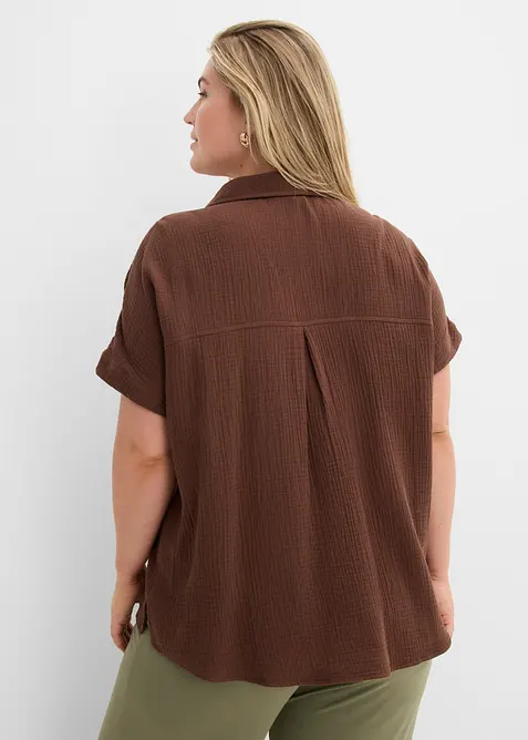 Kurzarmbluse aus luftigem Musselin, bonprix