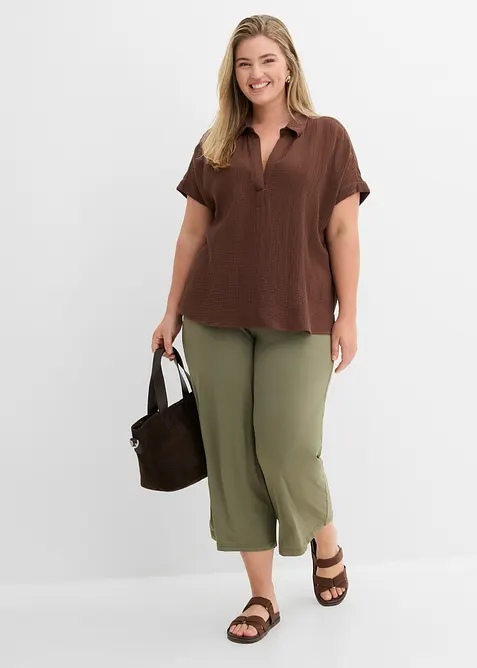 Kurzarmbluse aus luftigem Musselin, bonprix