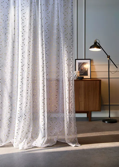 Gardine mit Glanzdruck mit verdeckten Schlaufen (1er Pack), bonprix