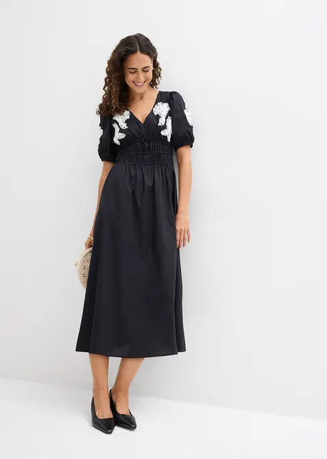 Robe midi brod&eacute;e, bonprix