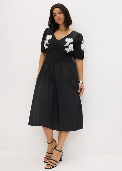Robe midi brod&eacute;e, bonprix