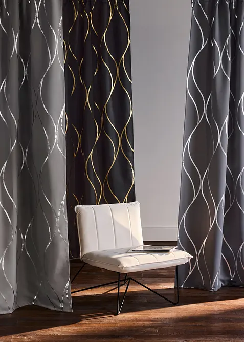 Abdunkelnder Vorhang mit Glanzdruck (1er Pack), bonprix