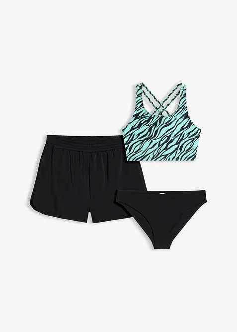Bikini et short (ens. 3 pces), bonprix