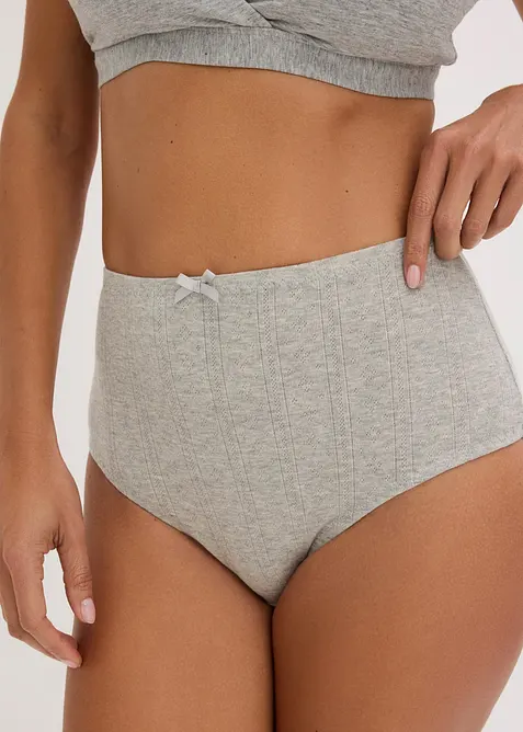 Lot de 4 slips taille haute en coton l&eacute;ger, bonprix