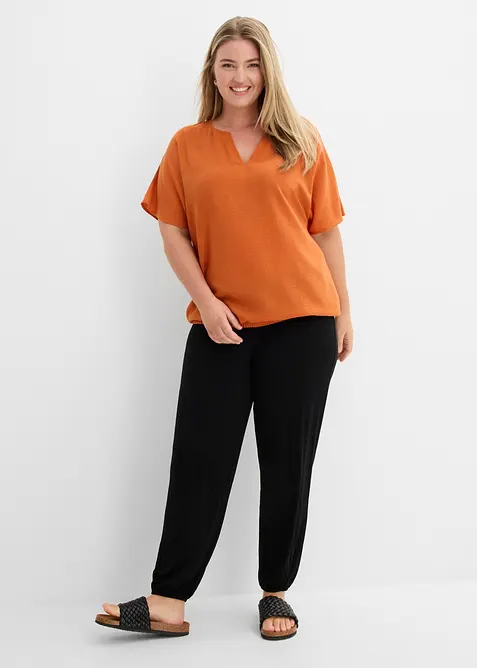 Oversize-Bluse mit Elastiksaum, bonprix