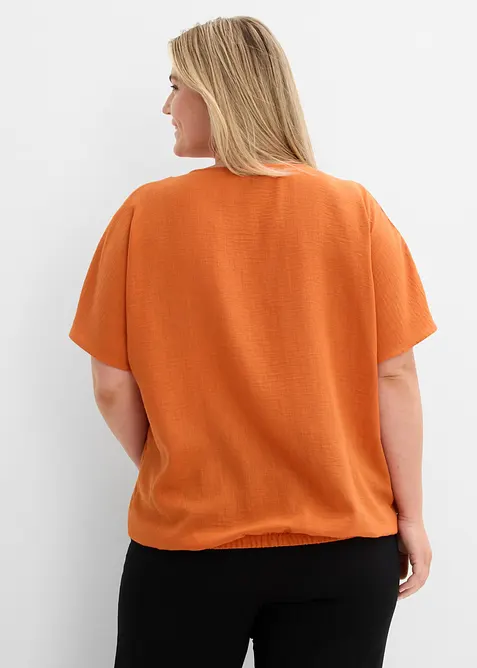 Oversize-Bluse mit Elastiksaum, bonprix