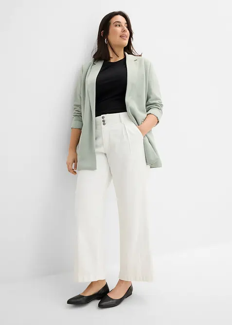 Jean large, taille haute et &eacute;lastiqu&eacute;e, cropped, bonprix