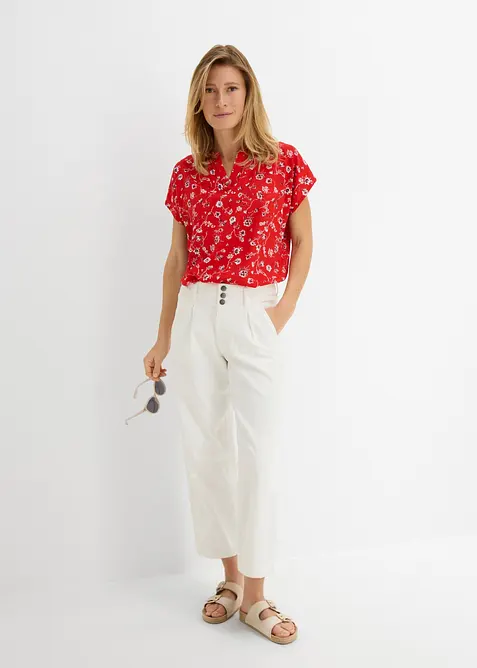 Jean large, taille haute et &eacute;lastiqu&eacute;e, cropped, bonprix