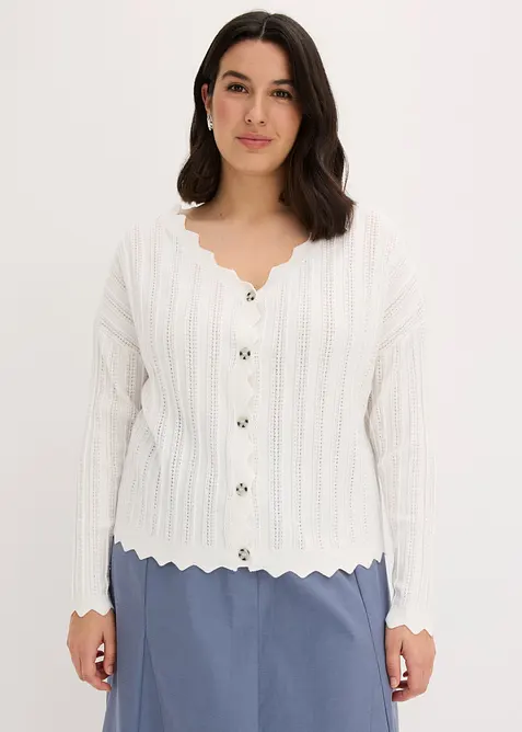 Gilet court en maille ajour&eacute;e, bonprix