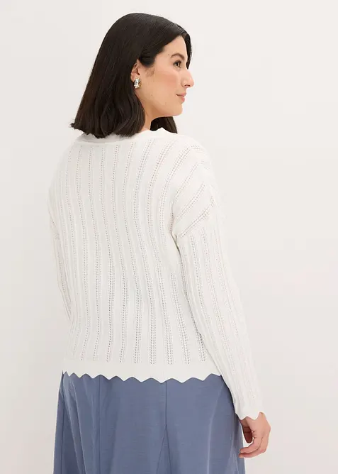 Gilet court en maille ajour&eacute;e, bonprix