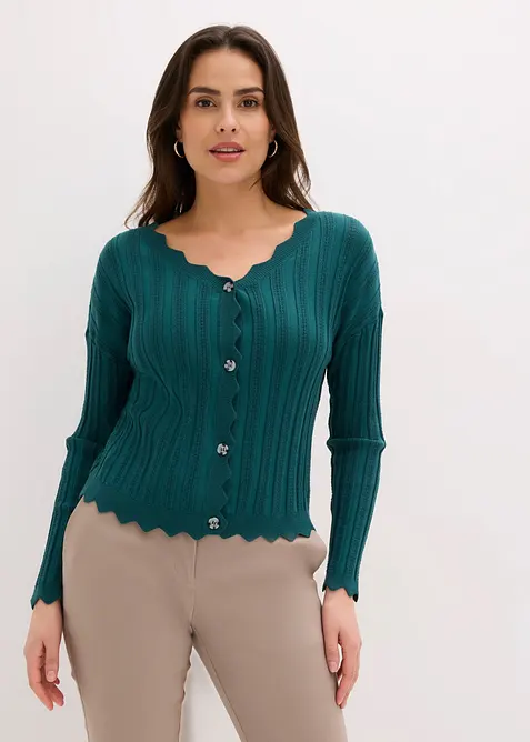 Kurze Ajour-Strickjacke, bonprix