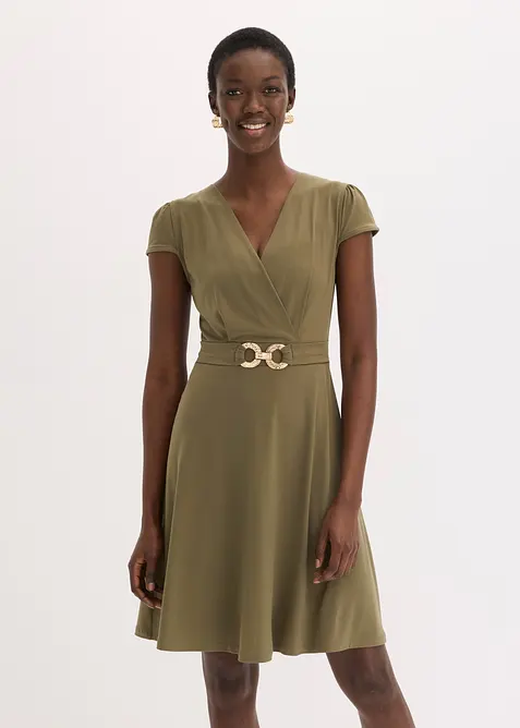 Jerseykleid mit dekorativer Schlie&szlig;e, bonprix