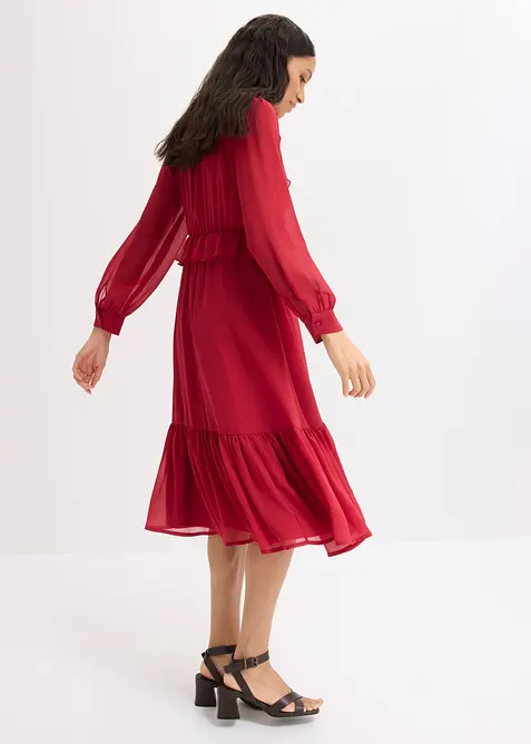 Chiffonkleid mit Spitze und Volants, bonprix