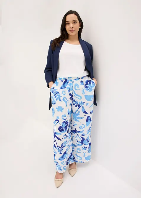 Pantalon large en viscose textur&eacute;e, bonprix