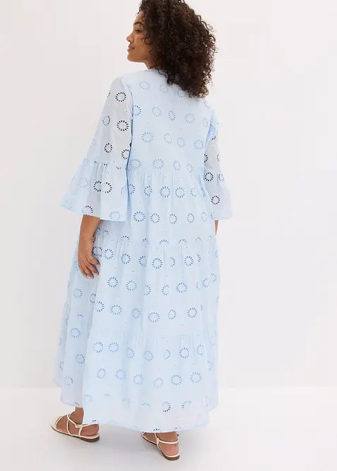 Midikleid aus reiner Baumwolle mit Lochstickerei, bonprix