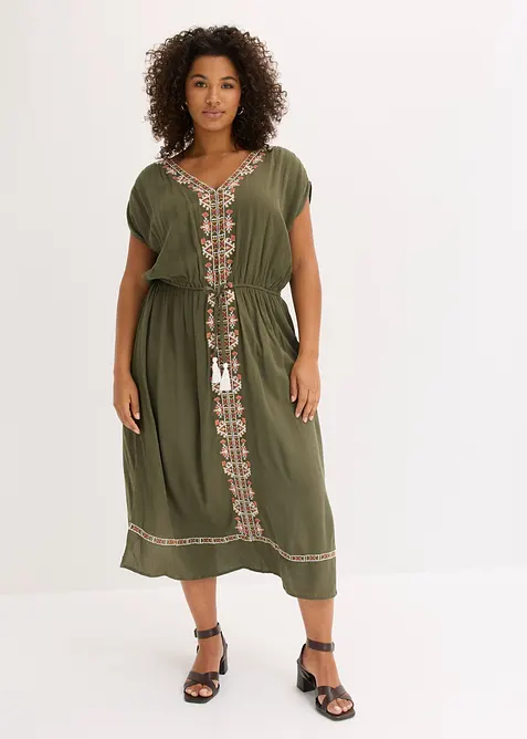 Robe midi boh&egrave;me en viscose fluide, bonprix