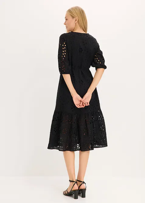 Robe midi en broderie anglaise 100% coton, bonprix
