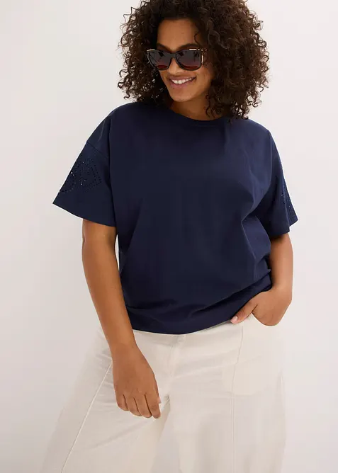 T-Shirt mit Lochstickerei, bonprix