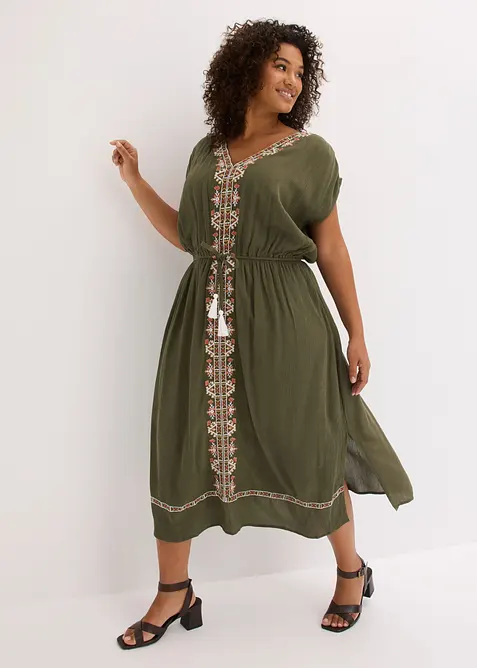 Robe midi boh&egrave;me en viscose fluide, bonprix